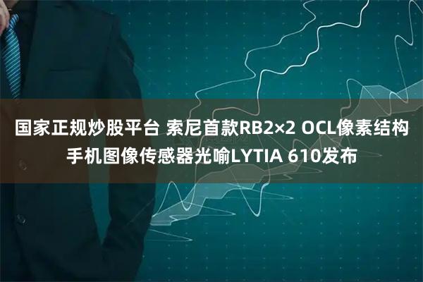 国家正规炒股平台 索尼首款RB2×2 OCL像素结构手机图像传感器光喻LYTIA 610发布